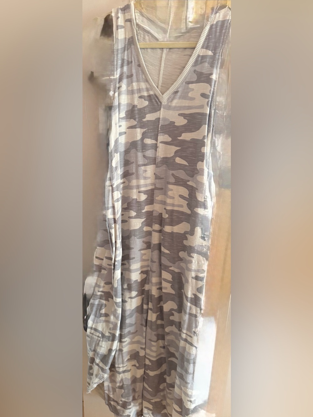 Z Supply Reverie Camo Taupe and Cream midi Dress medium